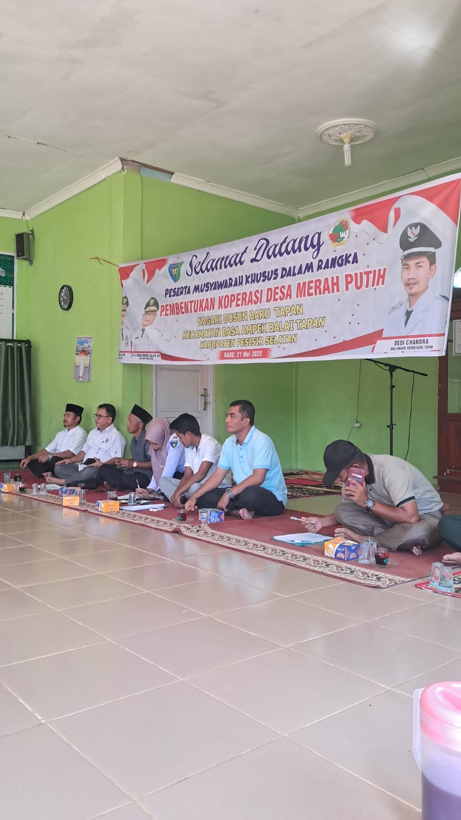 Camat Basa Ampek Balai Tapan menghadiri acara pembentukan pengurus Koperasi Merah Putih Nagari Dusun